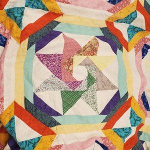Heirloom Vintage Handmade Patchwork Star Quilt